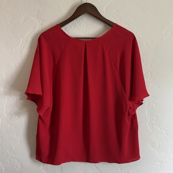 NWT New Tommy Hilfiger Size Large Blouse - Red Short Sleeve Bow - Picture 8 of 9
